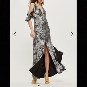 NWT TopShop Silver Foil Gown